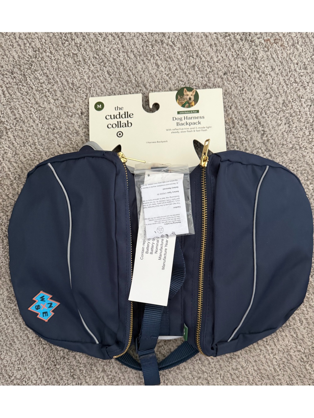 The Cuddle Collab Navy Dog Harness Backpack